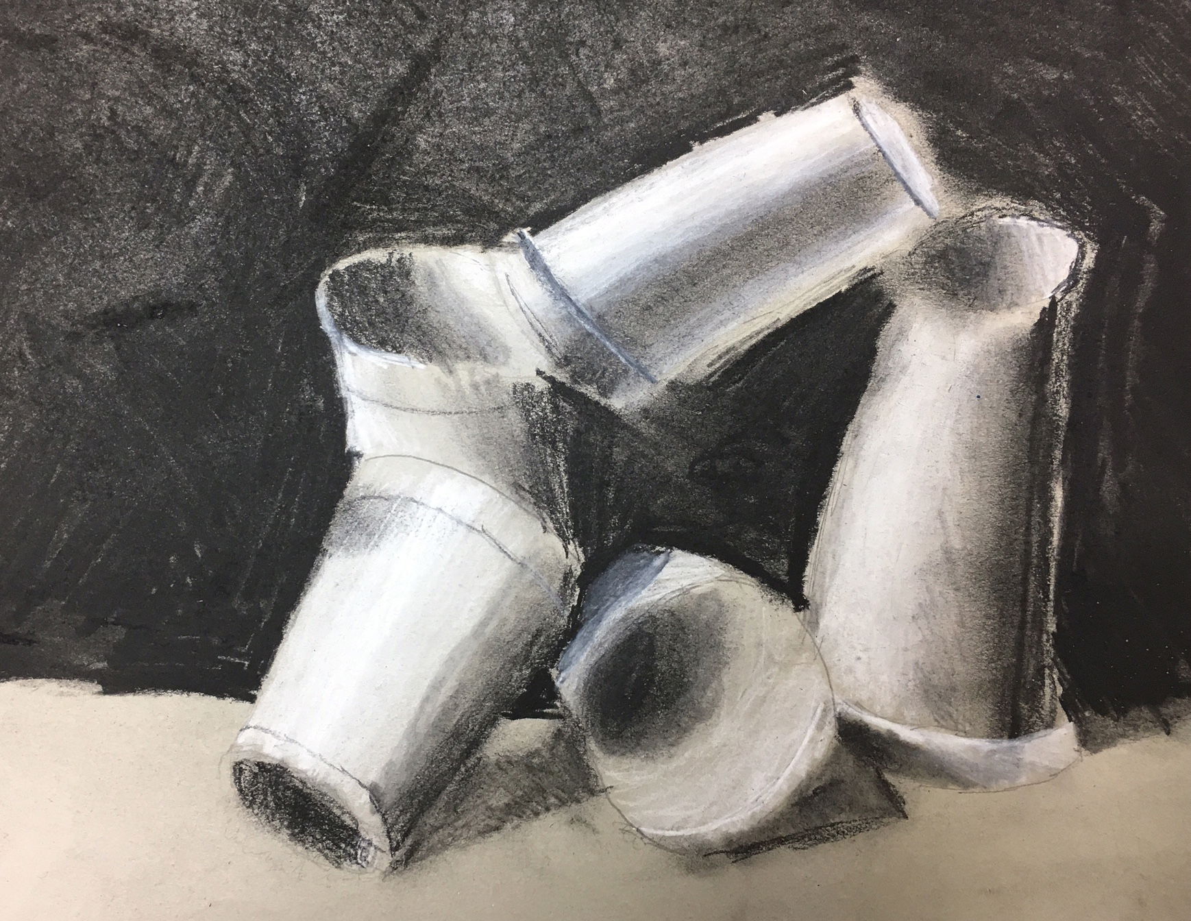 Styrofoam Cups Charcoal Drawing 7 Create Art with ME